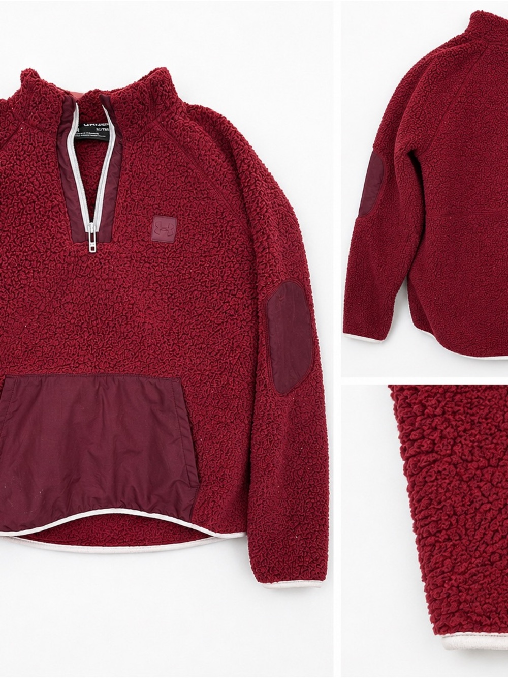Under Armour Burgundy Sherpa Half-Zip Pullover with Light Pink Trim